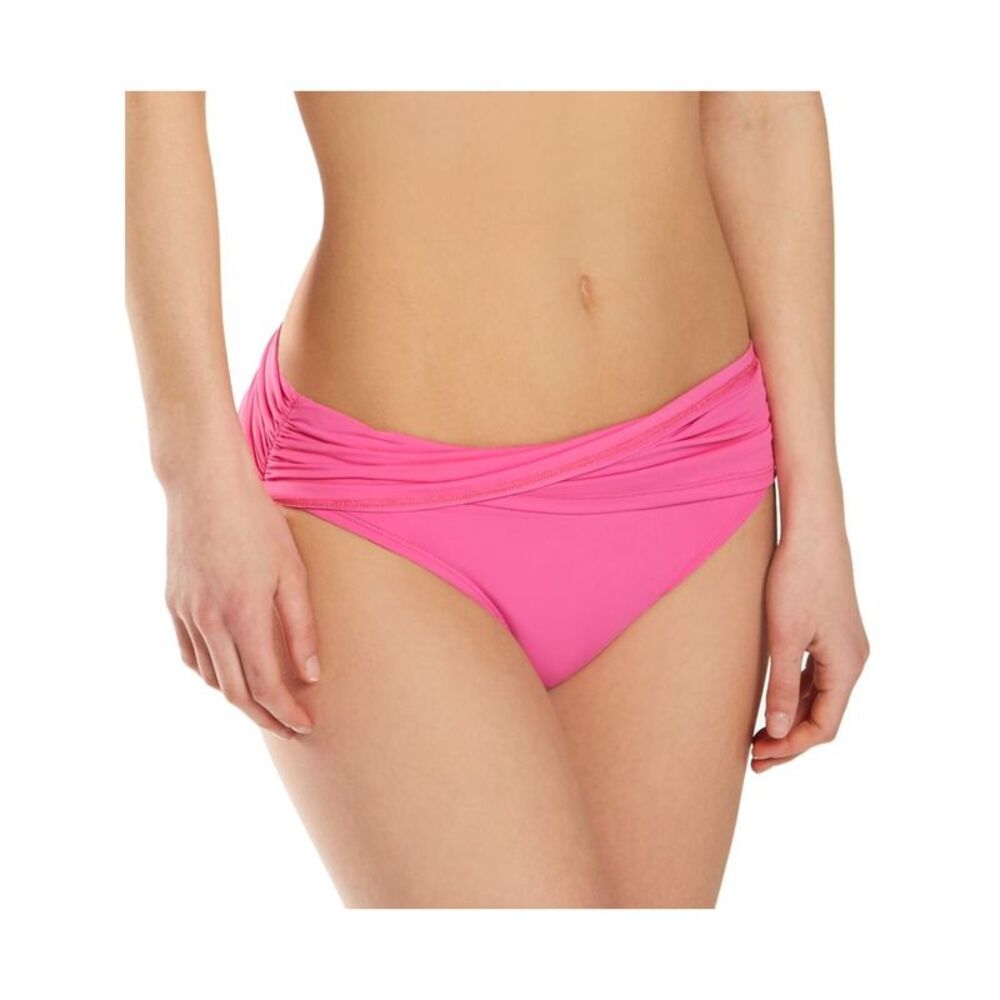 BLEU Women's Pink Stretch Sarong Folded Waistband Hipster Swimsuit Bottom 12